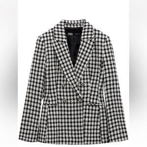 ZARA NWT Plaid Double Breasted Blazer XS